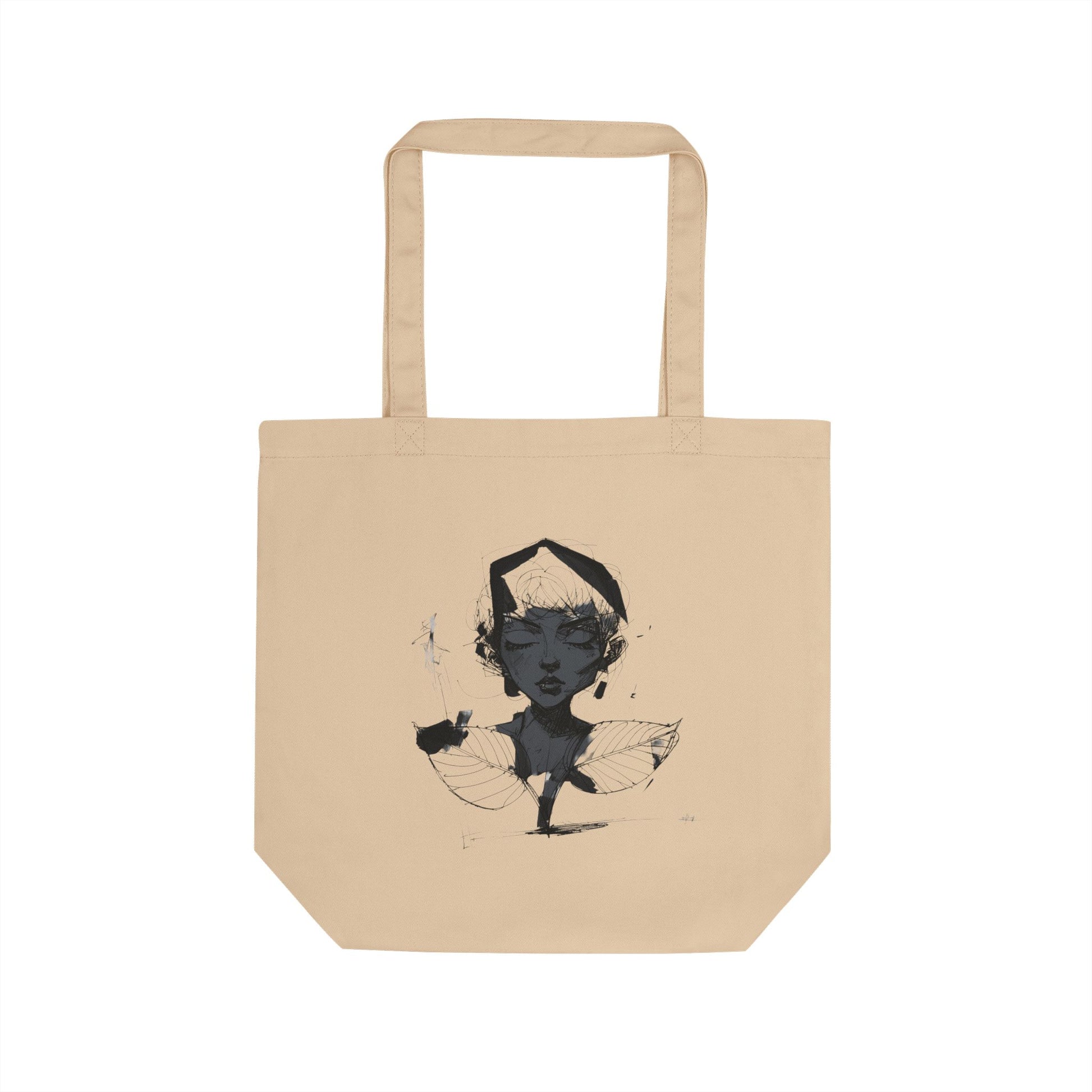 Happy Monochrome Canvas Tote Bag in eco-friendly cotton canvas with comfortable shoulder straps and spacious design for everyday use.

Cream shopping bag with artistic abstract design. 100% organic cotton and vegan approved.