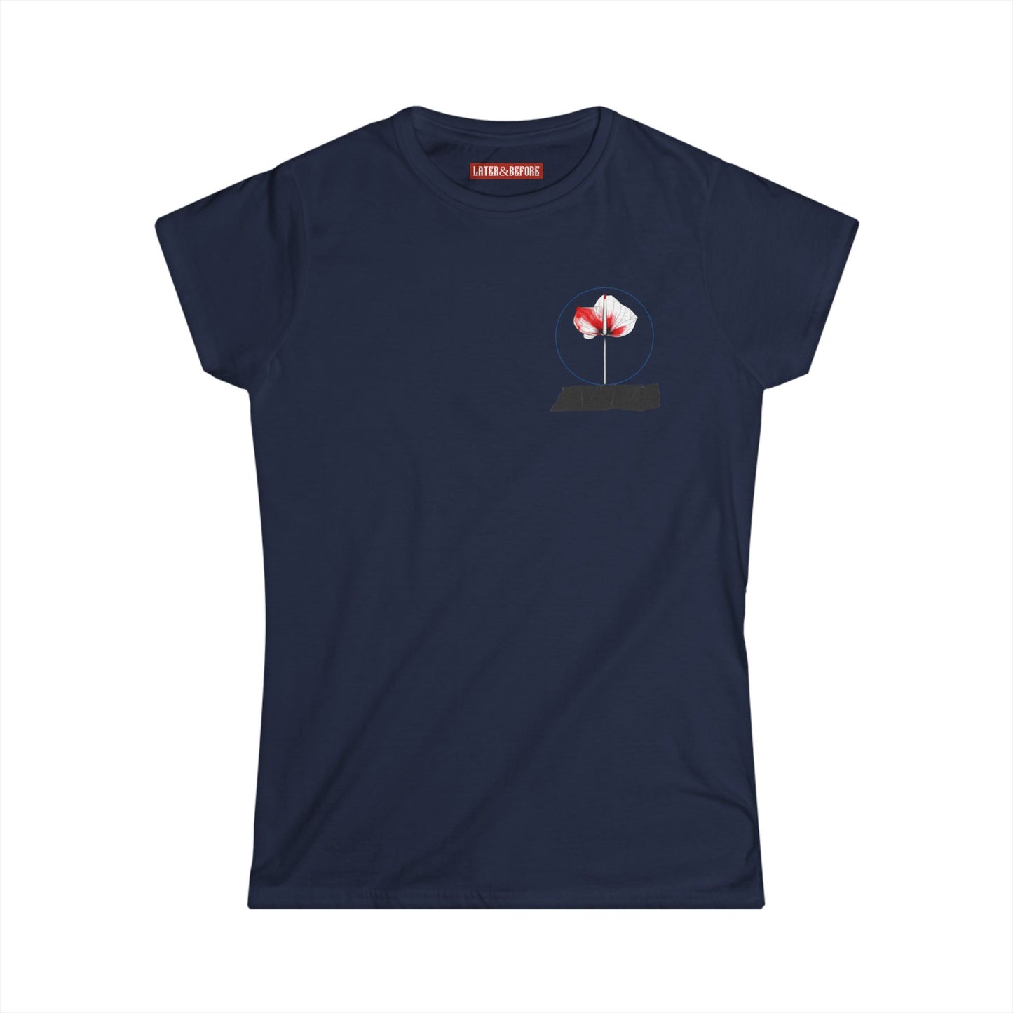Soft, lightweight 100% cotton navy blue t-shirt with botanical moon design. Durable, comfortable, and ethically sourced. A timeless everyday essential for your wardrobe.