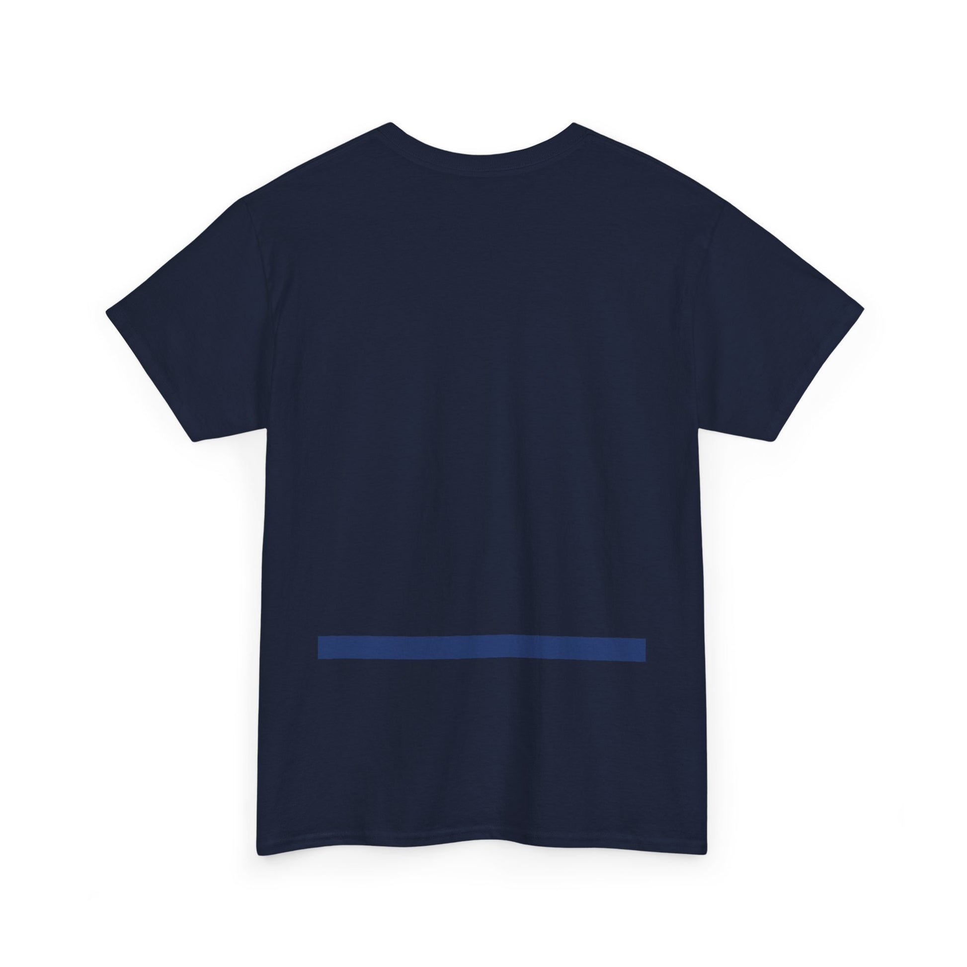 Navy blue t-shirt with a blue line design on the back

Relaxed fit cotton t-shirt in 100% ring-spun cotton. Soft, heavyweight fabric. Ethically sourced everyday essential.