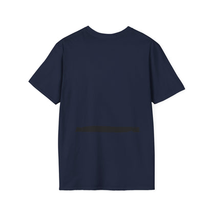 Minimalist Later&Before navy blue cotton t-shirt in 100% ring-spun cotton. Soft, durable, and ethically sourced. Seamless construction for a versatile everyday essential. Black line design on the back.
